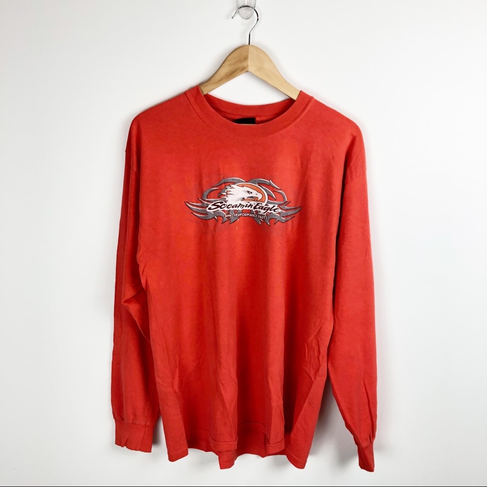 Harley-Davidson Oversized Crewneck Long Sleeve Orange T-Shirt